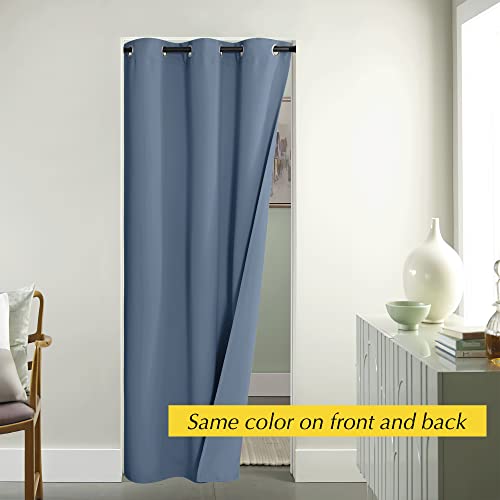 NICETOWN Sliding Room Divider Curtain, 42x95 Inch Privacy Panel, Stone Blue