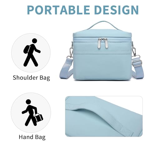 Sorozien Small Blue Insulated Lunch Bag 4L Waterproof Lightweight Cooler for Women