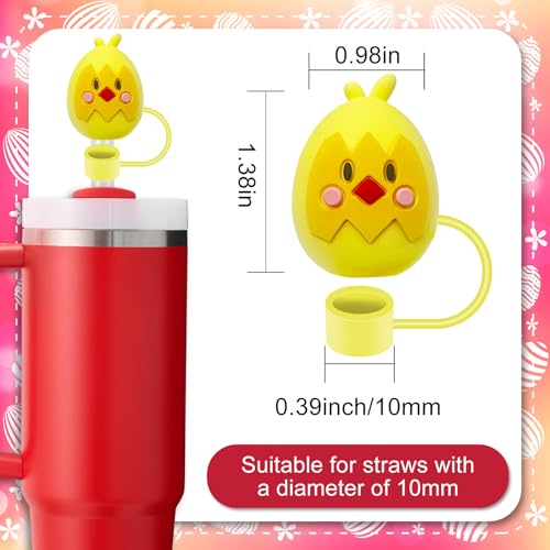 Easter Straw Covers for Stanley Cup - 4 Pack Silicone Dust Protectors