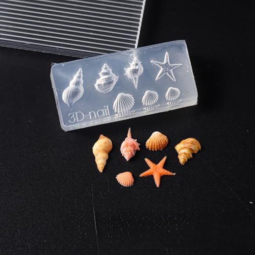 Ocean Silicone Nail Art Molds Set with Carving Pen for 3D Beach Charms