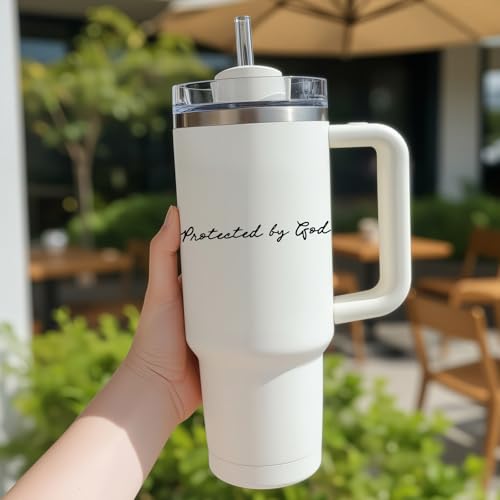 Protected by God Vinyl Decal - 4 Inch Christian Sticker for Car, Laptop, Water Bottle