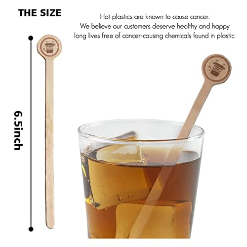 100 Pack Wooden Coffee Stirrers - 6.5 Inch Eco-Friendly Birch Stir Sticks
