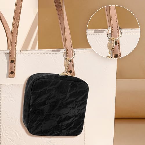 Playexen Marble Small PU Leather Makeup Bag for Purse & Travel Beige