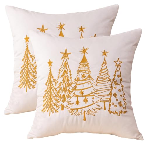 GEEORY Christmas Pillow Covers 18x18 Inch Set of 2, Xmas Decorations