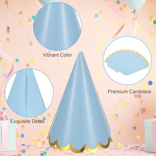LLOUSSAK 24 Pcs Pastel Birthday Party Hats - Colorful Cone Headwear