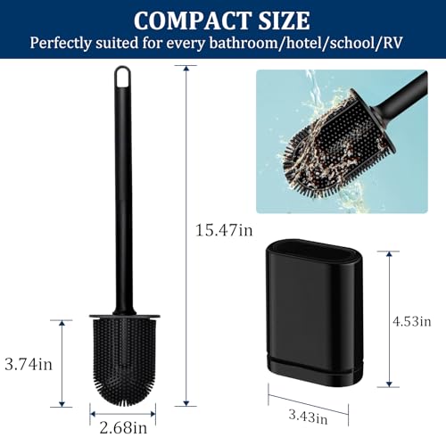 MUZHIYA Silicone Toilet Brush and Holder Set - Wall Mounted & Ventilated