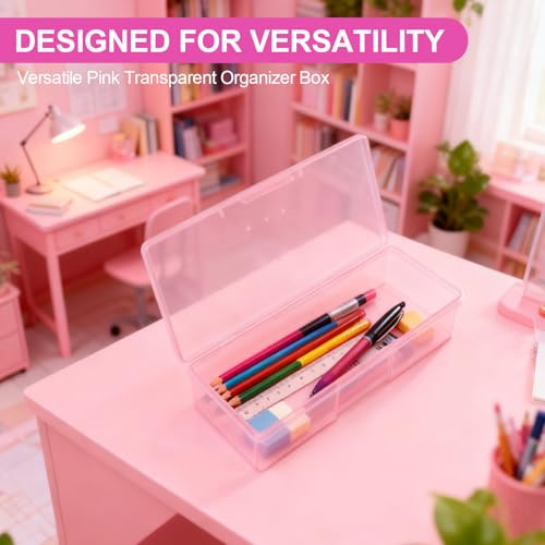 Suseniii Large Nail Storage Box - 4PCS Pink Manicure Tool Organizer