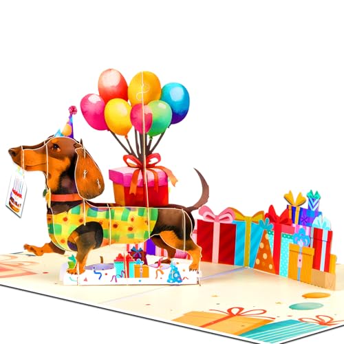 Dachshund Birthday Card Pop Up | Funny Sausage Dog Card for Dog Lovers