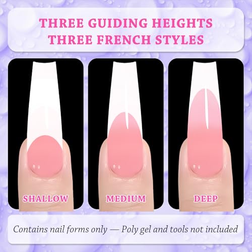 150pcs Clear Coffin Nail Forms, Long Straight Stiletto Molds for Polygel