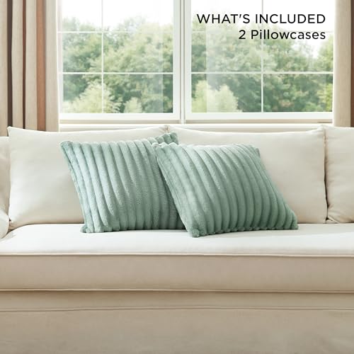 Bedsure Green Striped Throw Pillow Covers (Pack of 2) - 18x18