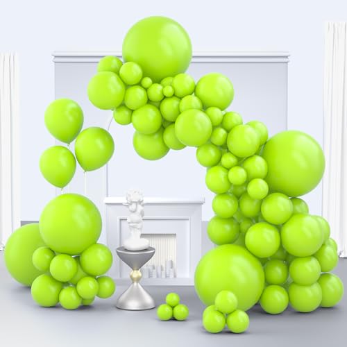 Lime Green Balloons Pack - 150 pcs in Various Sizes for Party Decor (Green-1v)