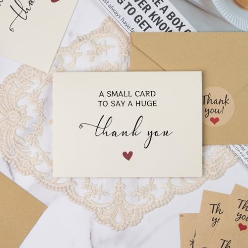 JIXZEN 25 Pack Thank You Cards with Envelopes | 350GSM, Perfect for Weddings, Business, Baby Showers & More