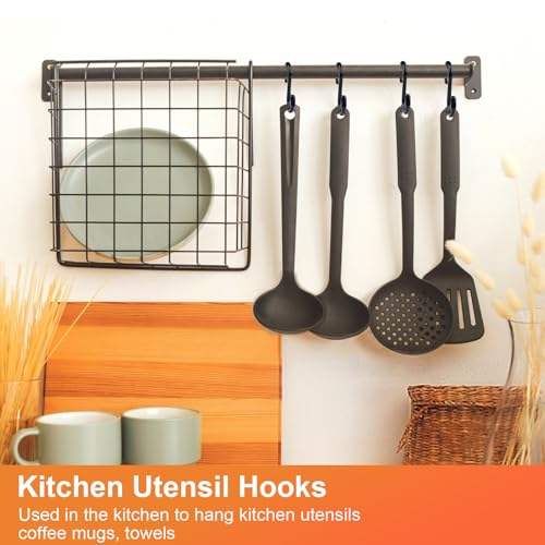 12 Pack Heavy Duty Vinyl Coated 3 Inch S Hooks for Closet, Kitchen & Garden - Black