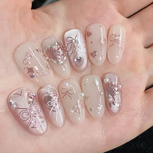 5D Embossed Nail Art Stickers Self-Adhesive Bow Heart Rose Gold Decals