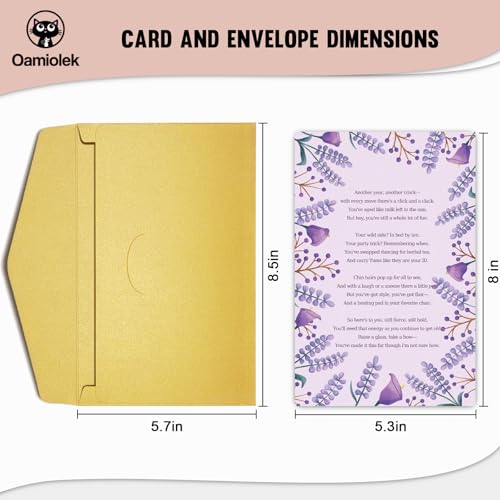 Funny Lavender Birthday Card with Heartfelt Poem for Friends