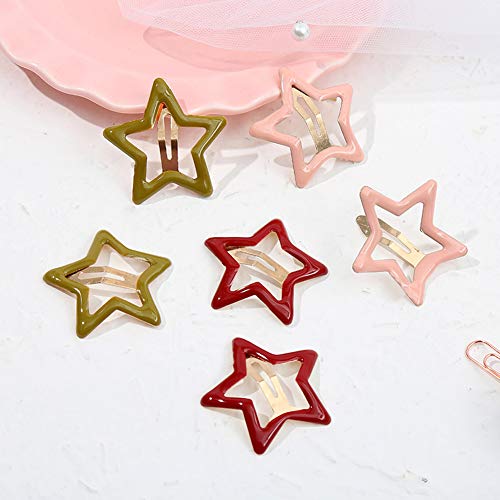 Pinksee 12 Pcs Metal Star Snap Hair Clips Barrettes for Women Girls