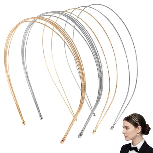 Metal Headbands 4-Pack Gold Silver Multi-Layer Hair Bands for Women