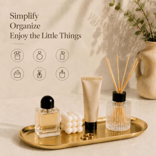 Small Gold Decorative Tray for Jewelry, Perfume & Keys
