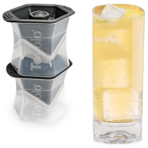 Tovolo Colossal Square Ice Cube Mold - 2 Inch Giant Silicone Tray (Pack of 2)