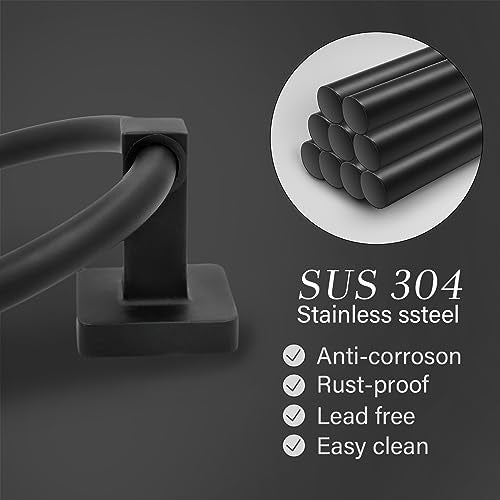 Matte Black Towel Ring - Heavy Duty Stainless Steel Bathroom Holder