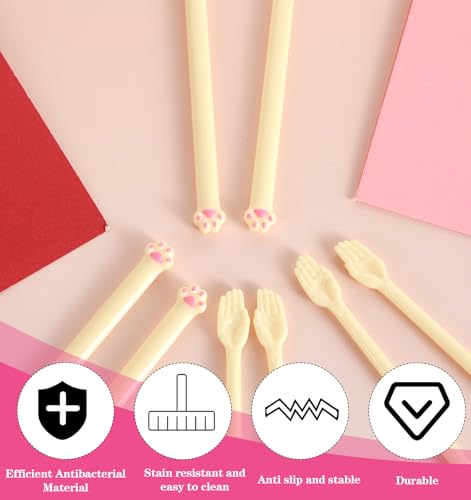Novelty Tiny Hand & Cat Paw Chopsticks Set, 4 Pairs Non-Slip Plastic