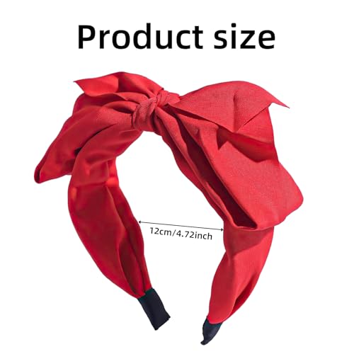 Red Big Bow Headband for Women and Girls Wide Knotted Hair Accessory