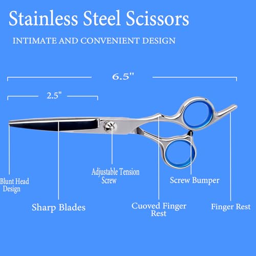Professional Stainless Steel Hair Cutting Scissors 6.5 Inch Salon Barber Shears