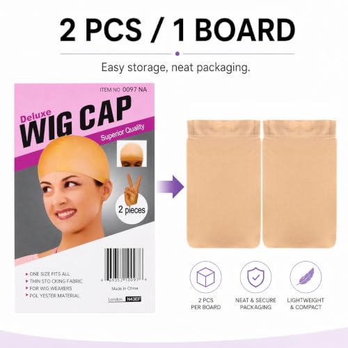 4-Pack Ultra-Thin Breathable Wig Caps Beige Stretchy Stocking Caps