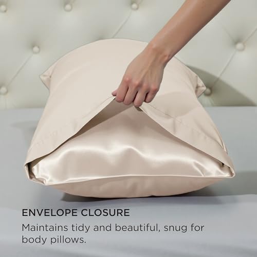 Bedsure 20" x 54" Satin Body Pillowcase - Beige, Soft & Smooth