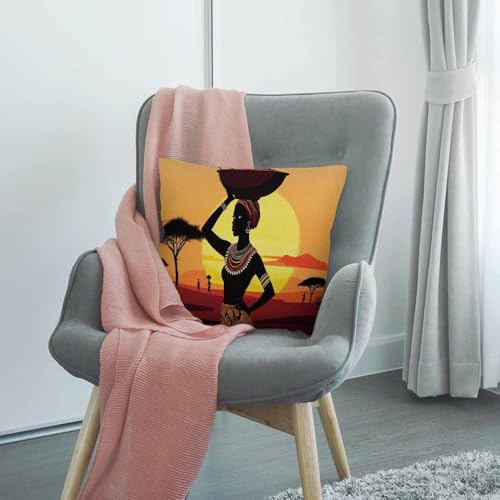 HGOD DESIGNS African Woman Throw Pillow Case - Design 01, 18x18
