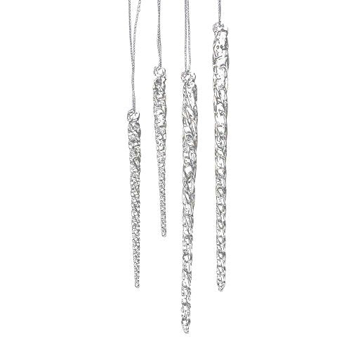 Kurt Adler 3-1/2-Inch-5-1/2-Inch Clear Glass Icicle Ornament Set of 24 Pieces - 3 Pack