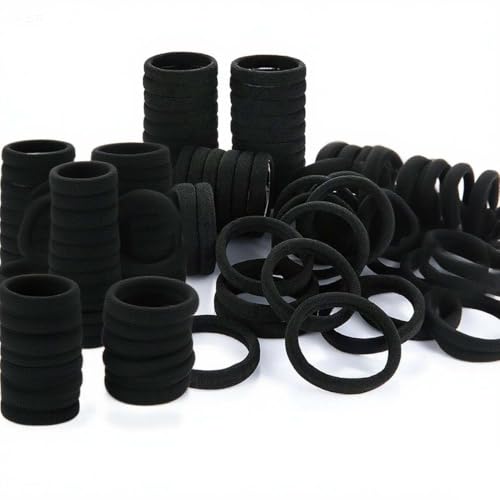 Ereesin 120PCS 4CM Black Hair Ties - Seamless Soft Elastic Ponytail Holders