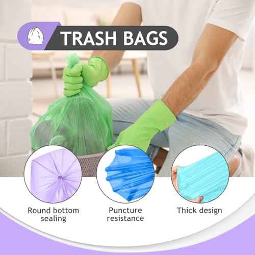 Teivio 3 Gallon Colorful Clear Trash Bags - 150 Count