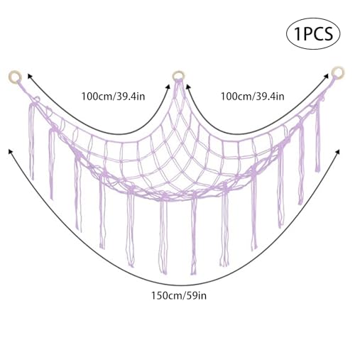 WINDAWNKE 59-Inch Large Stuffed Animal Hammock, Cotton Rope Corner Toy Net