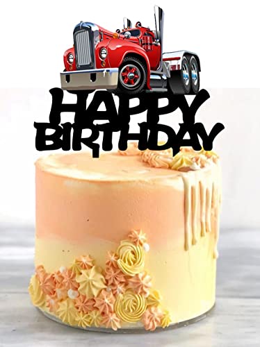 Heavy Truck Cake Topper - Black Acrylic Birthday Decoration