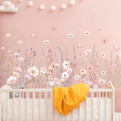 Floral Baseboard Wall Stickers - Removable Peel & Stick Decals