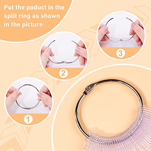 Subay 100pcs Clear Fan-shaped Nail Swatches Sticks with Ring Holder