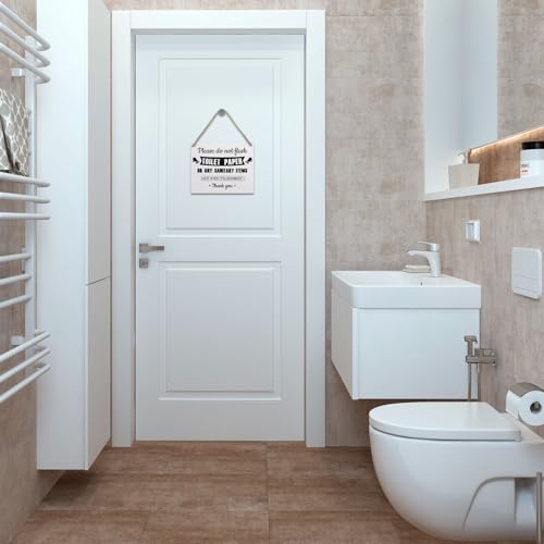 Rustic Wood Do Not Flush Bathroom Sign - Toilet Paper Only Wall Decor