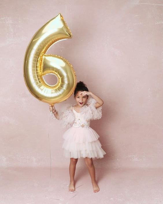 Number 6 Balloon - 40 Inch Light Gold Birthday Decoration for Boys & Girls | Perfect for 6th Birthday Celebrations