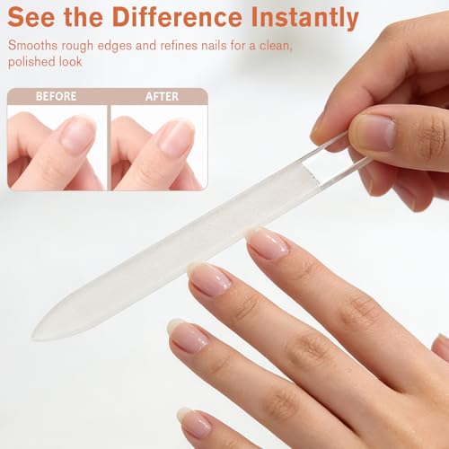 Nano Glass Nail File Set - 2-Piece Crystal Manicure Files with Case