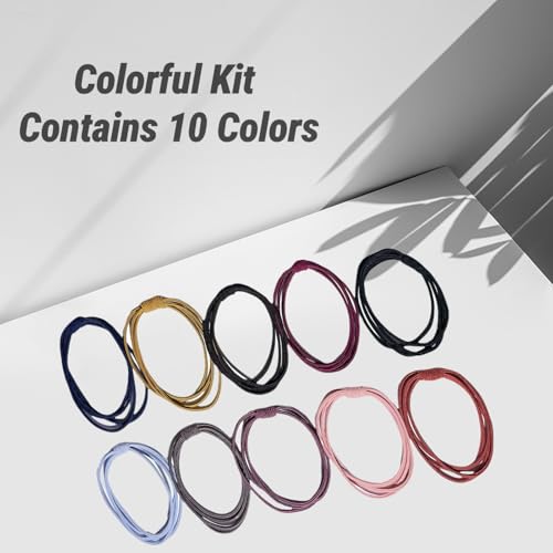 Richintol Stretchy Soft Hair Ties 10Pcs - No Damage Colorful Elastic Hair Bands for Thick and Thin Hair