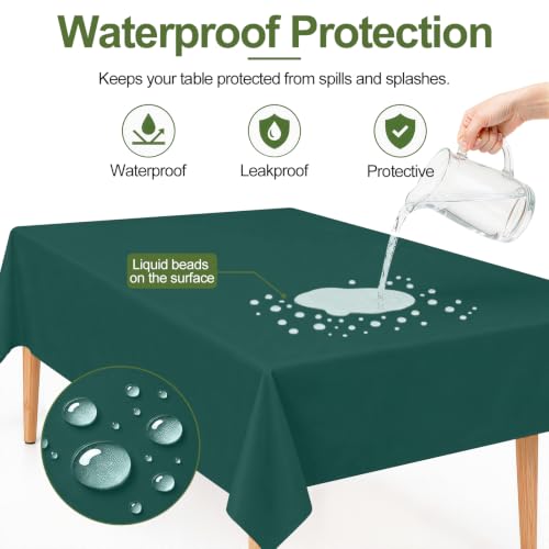 Christmas Green Disposable Plastic Tablecloth Set - 54 x 108 Inches, 3 Pack