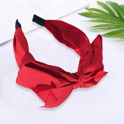 Red Big Bow Headband for Women and Girls Wide Knotted Hair Accessory