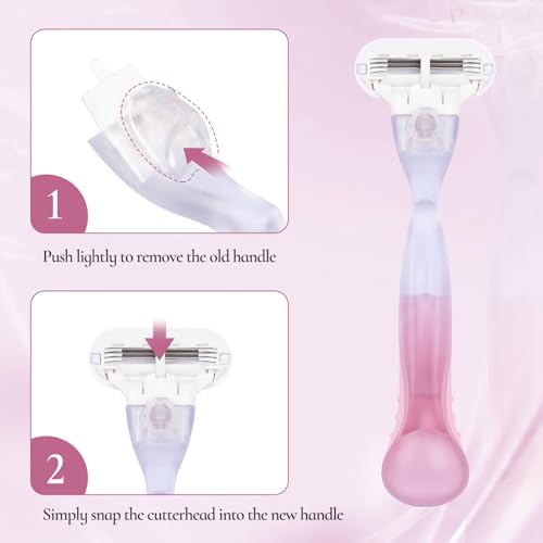 VANEST Replacement Razor Handle for Gillette Venus, Pink Ergonomic Non-Slip Grip