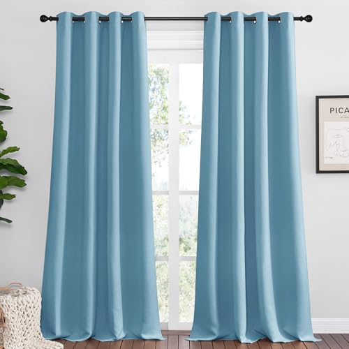 NICETOWN 55" x 102" Blackout Curtains - Teal Blue Thermal Insulated Drapes