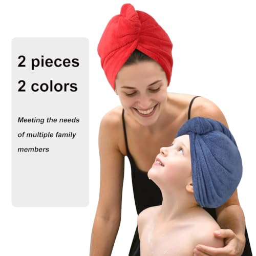 Microfiber Hair Drying Towel Wrap 2-Pack, Super Absorbent Hair Turban