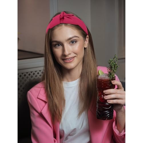 Amariver Hot Pink Knotted Wide Headband Soft Non-Slip Hair Band
