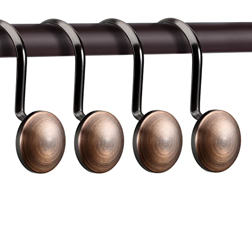 ZESLMG Bronze Shower Curtain Hooks - Rustproof Decorative Rings, Set of 12