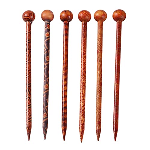 Baoblaze 6-Piece Wooden Hair Sticks Japanese Hair Chopsticks 13cm