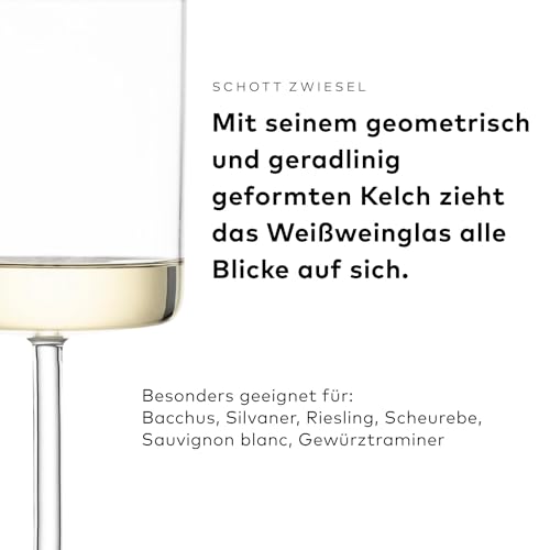 Schott Zwiesel Modo White Wine Glass (Set of 4), Linear Wine Glasses for White Wine, Dishwasher Safe Tritan Crystal Glasses, Made in Germany (Item No. 119900)